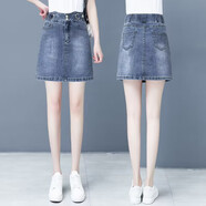 DYAASS牛仔褲裙女夏季韓版高腰短褲包臀女士防走光裙褲 115#圖片色 S 2696斤內(nèi)