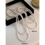 世希多種戴法長(cháng)款珍珠項鏈正圓強光施家珍珠毛衣鏈多層輕奢感法式 85cm短款