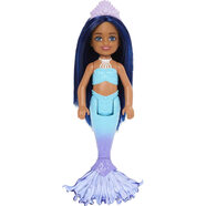 Barbie 美人魚切爾西娃娃,午夜藍(lán)頭發(fā)和漸變尾巴,美人魚玩具,皇冠配件
