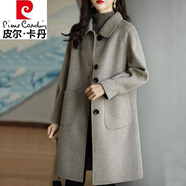 皮爾卡丹（pierre cardin）品牌毛呢外套女2025秋冬新品大號女裝韓版修身氣質(zhì)中長款呢子大衣 常規(guī) 灰色(款) XL 參考114-127斤