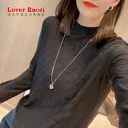 LOVER RUCCI歐貨小衫洋氣2025春秋季新款長(cháng)袖女士時(shí)尚半高領(lǐng)內搭打底上衣 黑色 M