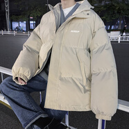 貓霓棉服男秋冬季加厚棉襖外套韓版男士潮流學(xué)生寬松連帽面包服棉衣 卡其色 XL 【建議體重120-150斤左右】