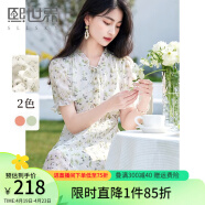 熙世界sllsky绿色碎花连衣裙女2024夏季新款法式气质温柔风雪纺裙子 绿色花（夏日薄荷） M