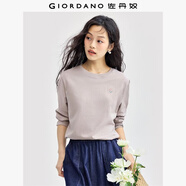 佐丹奴長袖T恤女純棉打底衫甜美花朵刺繡圓領套頭衫13324792