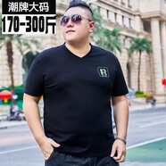 圣彼威朗（SANPIVIRON）肥佬短袖t恤男加肥特大號(hào)簡(jiǎn)約半袖體恤男彈力涼感上衣青年衣服 TX183黑色 7XL(270-290斤)