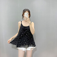 亞永凌吊帶背心夏季寬松a字版上衣韓版碎花雪紡背心孕婦可穿 黑色 XL (130-145斤左右)