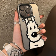 菲鳥(niǎo)歸林線(xiàn)條大白狗適用蘋(píng)果15手機(jī)殼iPhone14/13Promax全包防摔XS簡(jiǎn)約XR IMD彩銀-黑色-JH1027卷毛大白狗 蘋(píng)果15;蘋(píng)果