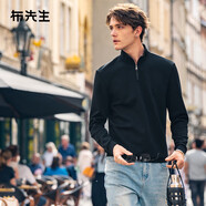 布先生熱膽半高領(lǐng)拉鏈半門襟加厚T男2025春秋軟糯親膚T恤KT15771 鋼琴黑 S (165)