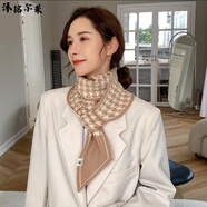 沐銘爾萊絲巾女年輕韓版針織毛線2021春秋交叉短款小圍巾禮品女冬季脖套護(hù)頸圍脖百搭 長(zhǎng)條--千鳥格-米色