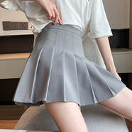 蘿美醬百褶裙女夏季短裙jk制服小裙子學(xué)院風(fēng)高腰春秋a字半身裙小個(gè)子 淺灰色常規款（抗皺西裝面料） M 【建議95-105斤】