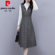 皮爾卡丹（pierre cardin）毛呢背心連衣裙子女季裝春秋冬2025年新款配大衣長打底套裝針 灰色單裙 S (85斤以內(nèi))