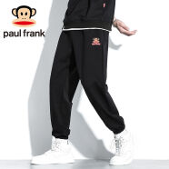 大嘴猴（paul frank）休闲裤男士2024夏季潮牌宽松潮流百搭束脚长裤黑色M