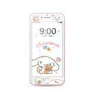 山頭林村蘋(píng)果5SE卡通玻璃鋼化膜4/4S彩膜iPhone7/8plus手機貼膜xr軟邊 白色大耳狗 X/XS
