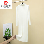 皮爾卡丹（pierre cardin）針織連衣裙女秋冬長(zhǎng)款加厚氣質(zhì)過膝毛衣裙長(zhǎng)袖修身高領(lǐng)內(nèi)搭打底裙 加長(zhǎng)款115cm 白色 L 建議115-130斤