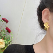 小腰金黃金幾何耳釘高級(jí)感999足金耳飾女士新款時(shí)尚氣質(zhì)名媛耳環(huán)年輕款 幾何形耳飾黃金一對(duì)5.41克