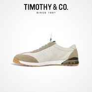 迪邁奇（TIMOTHY&CO.）復(fù)古百搭德訓(xùn)鞋男士增高輕便透氣休閑鞋頭層牛皮運動鞋TMH31010 卡其色 40