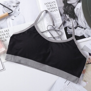 哚芊姿美背運動(dòng)內衣女學(xué)生韓版少女高中生初中生裹胸罩無(wú)鋼圈小背心內穿 黑色【裝】 均碼 【80-120】斤