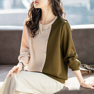 茲奈兒（ZINAIER）外套撞色拼接衛衣女裝秋裝新款休閑寬松長(cháng)袖上衣春秋上衣 圖片色 M 【90-100斤】