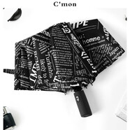 C'mon 全自動(dòng)雨傘三折大號防風(fēng)加固男士商務(wù)折疊傘 黑報紙自動(dòng)傘