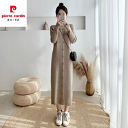 皮爾卡丹（pierre cardin）連衣裙女2023秋冬新款厚中長(zhǎng)款毛衣裙過(guò)膝氣質(zhì)配大y內(nèi)搭打底針織 深杏色 M