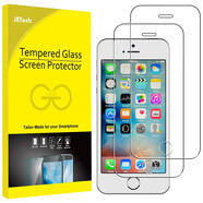 JETech蘋果iPhone 5s鋼化膜SE一代【不適用2020款SE】抗指紋高清玻璃膜4.0英寸 兩片裝