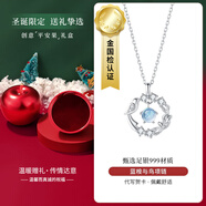 周大金 CHOW TAI KING藍桉與鳥(niǎo)999足銀項鏈女士純銀輕奢吊墜情人節禮物送女友生日禮物 藍桉與鳥(niǎo)項鏈【小蘋(píng)果禮盒】