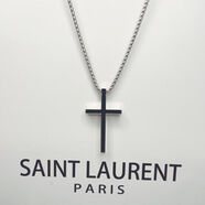 玫瑰花十字項鏈帥氣哥特項鏈美式同款ins掛脖長(cháng)款高檔毛衣鏈 2號-十字架-黑色[龍骨鏈] 簡(jiǎn)約包裝