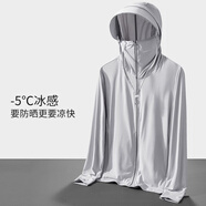 京峋冰絲防曬衣男夏季速干透氣外套戶(hù)外釣魚(yú)服大碼運動(dòng)跑步情侶防曬服 淺灰-單件 2XL【建議體重130-145斤左右】