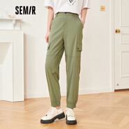 森馬森馬休閑褲女純色錐形褲工裝風(fēng)夏季簡(jiǎn)約風(fēng)束腳九分褲百搭 軍綠4601 26
