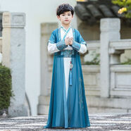 黑造品牌漢服男童夏季天兒童古裝小孩子唐裝中國古風(fēng)國學(xué)演出服裝新款 全套+扇子 160尺碼建議12-13歲(155-165cm)