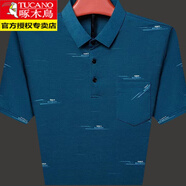 啄木鳥(niǎo)（TUCANO）夏季新款短袖T恤男中老年翻領(lǐng)冰絲Polo.衫真口袋高檔爸爸裝體恤 719哈青 185/3XL 建議165-180斤