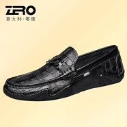 零度zero官方豆豆鞋男鞋2024春夏新款柔軟舒適皮鞋潮流男士商務(wù)休閑鞋 黑色【官方發(fā)售】 40