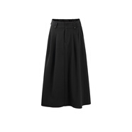 BASIC HOUSE/百家好黑色半身裙秋冬新款高腰百搭a字半身裙女 黑色 S