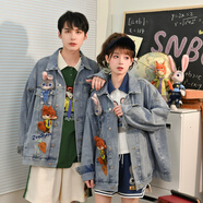 森女部落瘋狂動(dòng)物城朱迪原創(chuàng  )牛仔外套春秋新款潮情侶裝上衣牛仔衣 藍灰色（單件） 單件 M