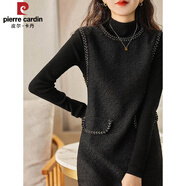 皮爾卡丹（pierre cardin）小香風(fēng)氣質(zhì)無袖背心連衣裙秋冬季新款外穿中長款黑色毛呢裙子女裝 黑色 XL