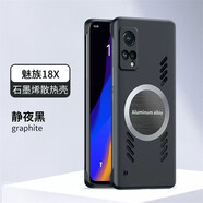 鹿迦 適用魅族18/s/x/pro手機殼散熱殼無邊框Meizu十八超薄防摔磁吸鏡頭全包磨砂手機保護套 魅族18x【靜夜黑】 散熱殼