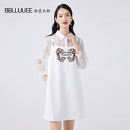 BBLLUUEE粉藍衣櫥無(wú)齡感國潮雙龍圖騰重工刺繡套裝女2022夏兩522T907 月牙白 M 160/38