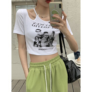 尚簡(jiǎn)紛女裝小眾甜辣短款短袖T恤女秋季美式復古修身辣妹緊身歐美ins別致 白色T恤 S