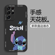 碟翅 適用三星note21Ultra手機殼SAMSUNG新款卡通史迪仔高級感液態(tài)軟殼動(dòng)漫潮牌創(chuàng  )意男款 三星S21ULTRA 經(jīng)典黑-白框捂臉迪仔+膜