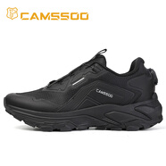 美駱世家（CAMSSOO）秋冬徒步登山鞋防滑耐磨減震男女旋轉(zhuǎn)鎖扣運(yùn)動(dòng)鞋輕便越野跑鞋旅行 黑色 44