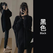 OZMYET大碼女裝胖妹妹200斤秋裝高端溫柔鹽系穿搭女2025新款韓版溫柔春 黑色毛衣 2XL 【建議140-160斤】