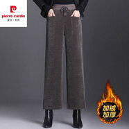 皮爾卡丹（pierre cardin）時(shí)尚闊腿褲女高腰2022秋冬新款寬松垂感加絨直筒條絨休閑長褲女 灰色【加/絨款】 加/絨加厚冬季 3XL 建議140-160斤