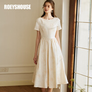 ROEYSHOUSE羅衣新中式中國風(fēng)提花連衣裙女春夏新款優(yōu)雅簡約大擺裙10258 杏色 XL