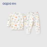 aqpa【195g新疆棉】嬰兒內(nèi)衣套裝純棉衣服秋男女寶寶睡衣兒童秋衣秋褲 白底彩虹精靈 66cm