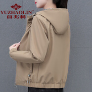 俞兆林 夾克外套女小個(gè)子春秋薄款2024新款中年春季短款休閑連帽上衣 卡其 2XL 【建議125-140斤】