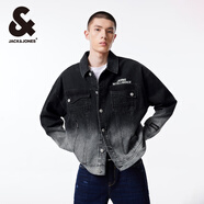 杰克·瓊斯（JACK&JONES）男裝春秋款男士寬松翻領(lǐng)漸變多口袋長(zhǎng)袖牛仔外套夾克男224357006 深牛仔藍(lán)A14 深牛仔藍(lán)A14 S 170