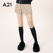 A21秋冬時尚女裝顯瘦顯高褲潮酷寬松休閑高腰小個子微彈短褲女 卡其 XS