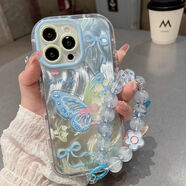 葉余適用于鈴蘭花蝶vivoy200/100i手機殼y35/y33sy78/y77女y52s可愛y31s 羽紗奶油殼-LH36鈴蘭花藍蝴蝶HD+手鏈 A1999