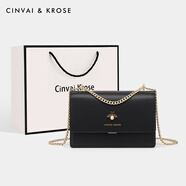 CinvaiKrose包包女包斜挎包女士包輕奢侈包包新款2025品牌單肩包小方包 黑色-生日禮物送女友送老婆