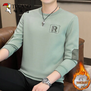 啄木鳥(niǎo)衛衣男士春秋冬季裝長(cháng)袖T恤男打底衫男加絨厚款休閑圓領(lǐng)上衣服男 WY1152綠色【加絨款】 XL(120-140斤)